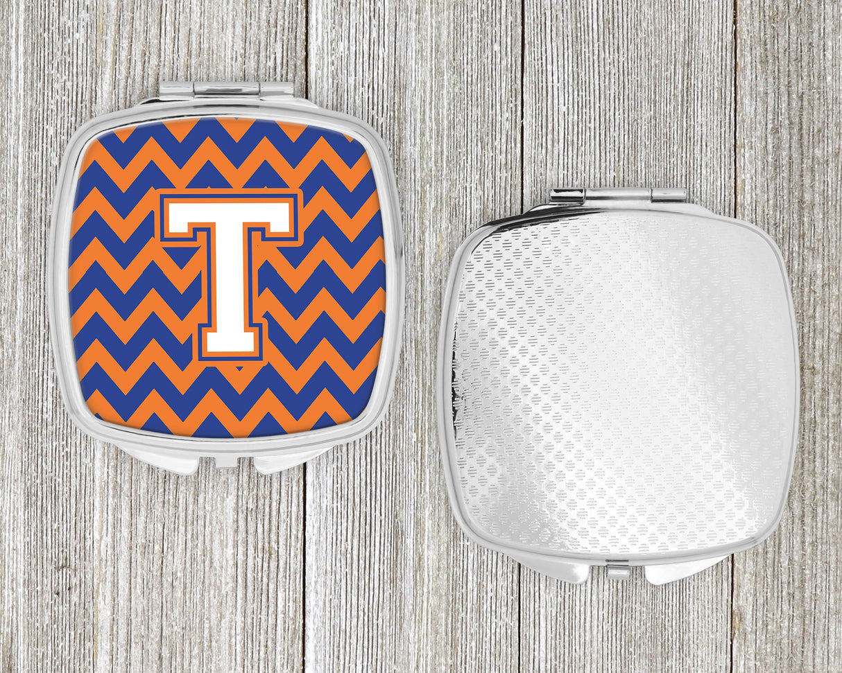 Letter T Chevron Blue and Orange #3 Compact Mirror CJ1060-TSCM by Caroline's Treasures