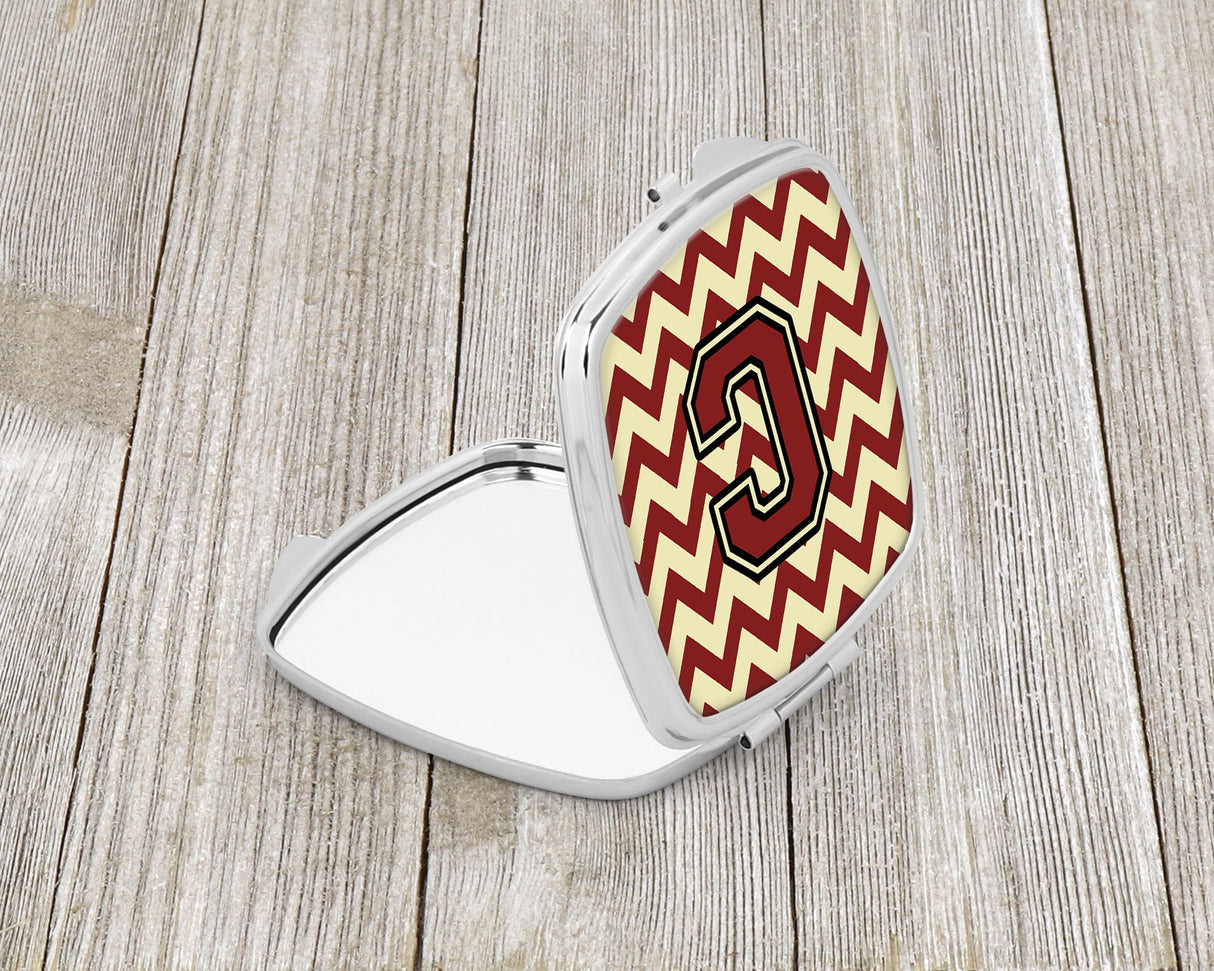 Letter C Chevron Maroon and Gold Compact Mirror CJ1061-CSCM by Caroline's Treasures