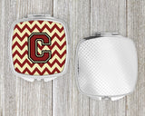 Letter C Chevron Maroon and Gold Compact Mirror CJ1061-CSCM by Caroline's Treasures