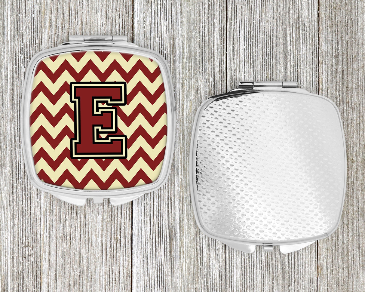 Letter E Chevron Maroon and Gold Compact Mirror CJ1061-ESCM by Caroline's Treasures