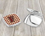 Letter F Chevron Maroon and Gold Compact Mirror CJ1061-FSCM by Caroline's Treasures