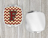 Letter F Chevron Maroon and Gold Compact Mirror CJ1061-FSCM by Caroline's Treasures