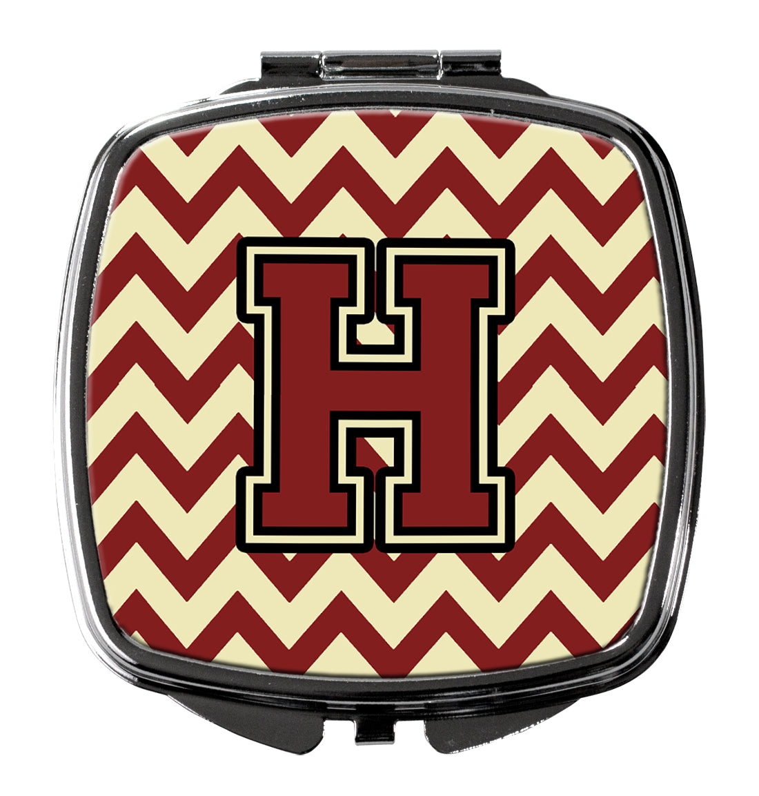 Letter H Chevron Maroon and Gold Compact Mirror CJ1061-HSCM by Caroline's Treasures