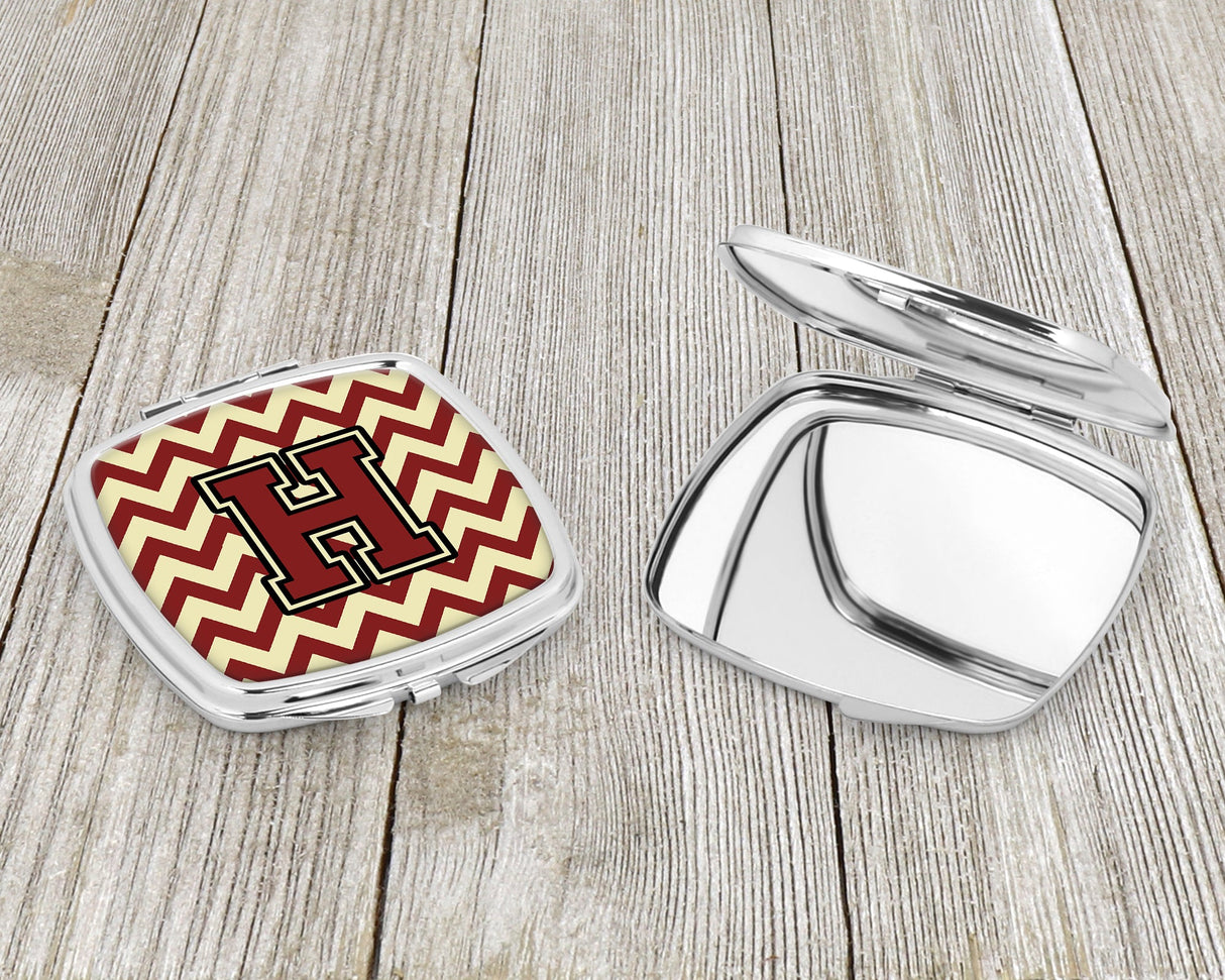 Letter H Chevron Maroon and Gold Compact Mirror CJ1061-HSCM by Caroline's Treasures