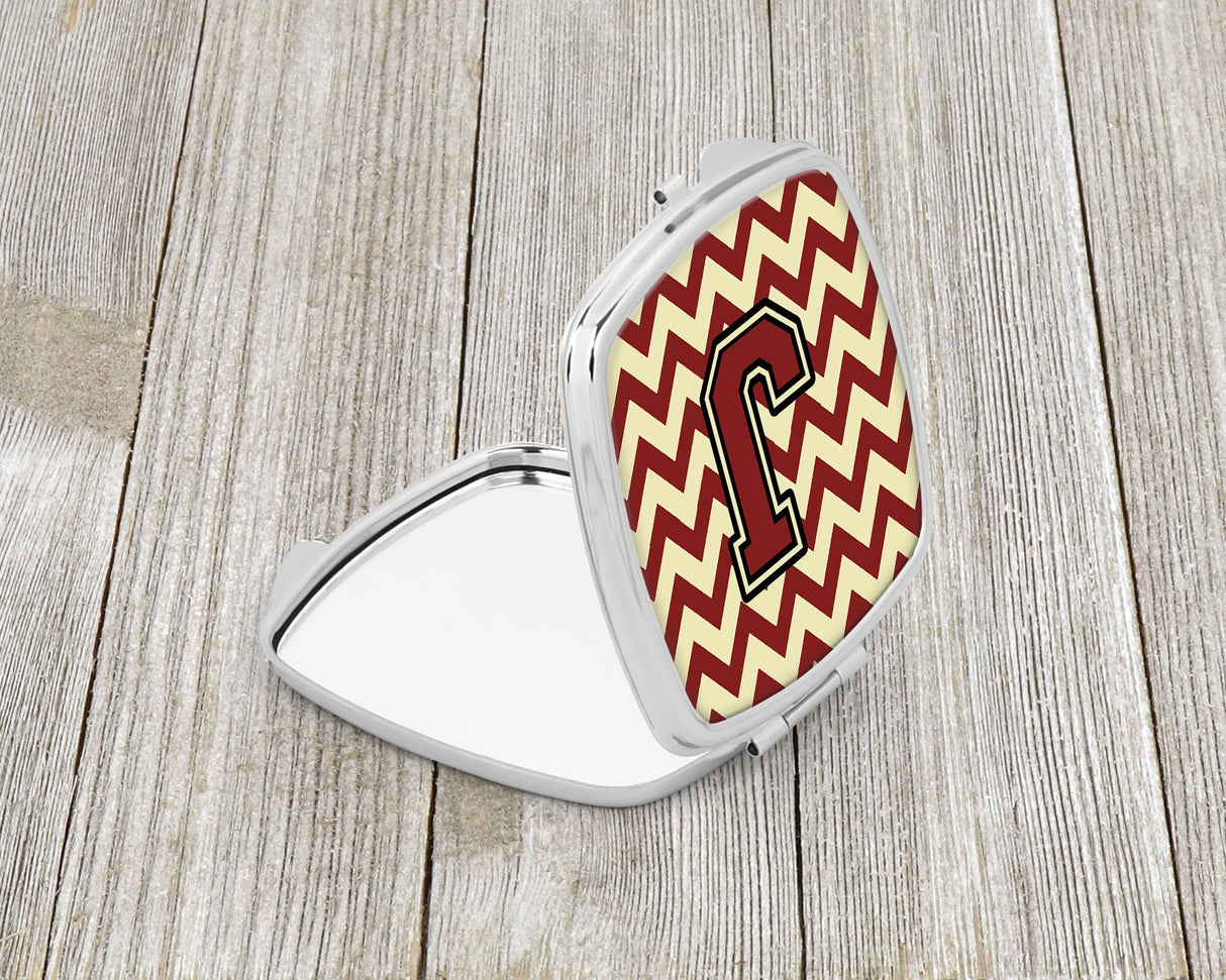 Letter J Chevron Maroon and Gold Compact Mirror CJ1061-JSCM by Caroline's Treasures