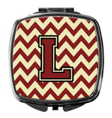 Letter L Chevron Maroon and Gold Compact Mirror CJ1061-LSCM by Caroline's Treasures