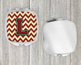 Letter L Chevron Maroon and Gold Compact Mirror CJ1061-LSCM by Caroline's Treasures