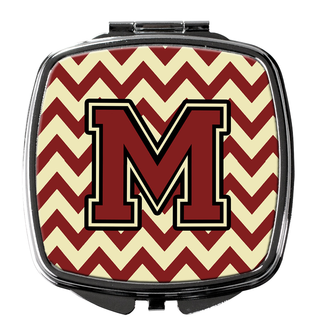 Letter M Chevron Maroon and Gold Compact Mirror CJ1061-MSCM by Caroline's Treasures