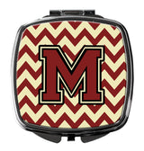 Letter M Chevron Maroon and Gold Compact Mirror CJ1061-MSCM by Caroline's Treasures