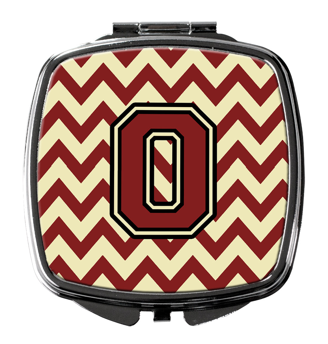 Letter O Chevron Maroon and Gold Compact Mirror CJ1061-OSCM by Caroline's Treasures