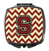 Letter S Chevron Maroon and Gold Compact Mirror CJ1061-SSCM by Caroline's Treasures