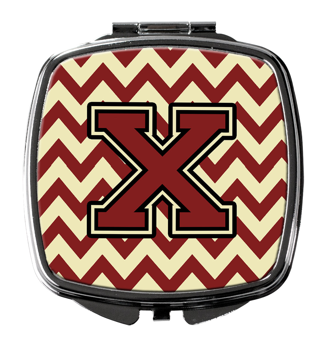 Letter X Chevron Maroon and Gold Compact Mirror CJ1061-XSCM by Caroline's Treasures