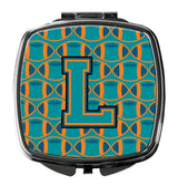 Letter L Football Aqua, Orange and Marine Blue Compact Mirror CJ1063-LSCM by Caroline's Treasures