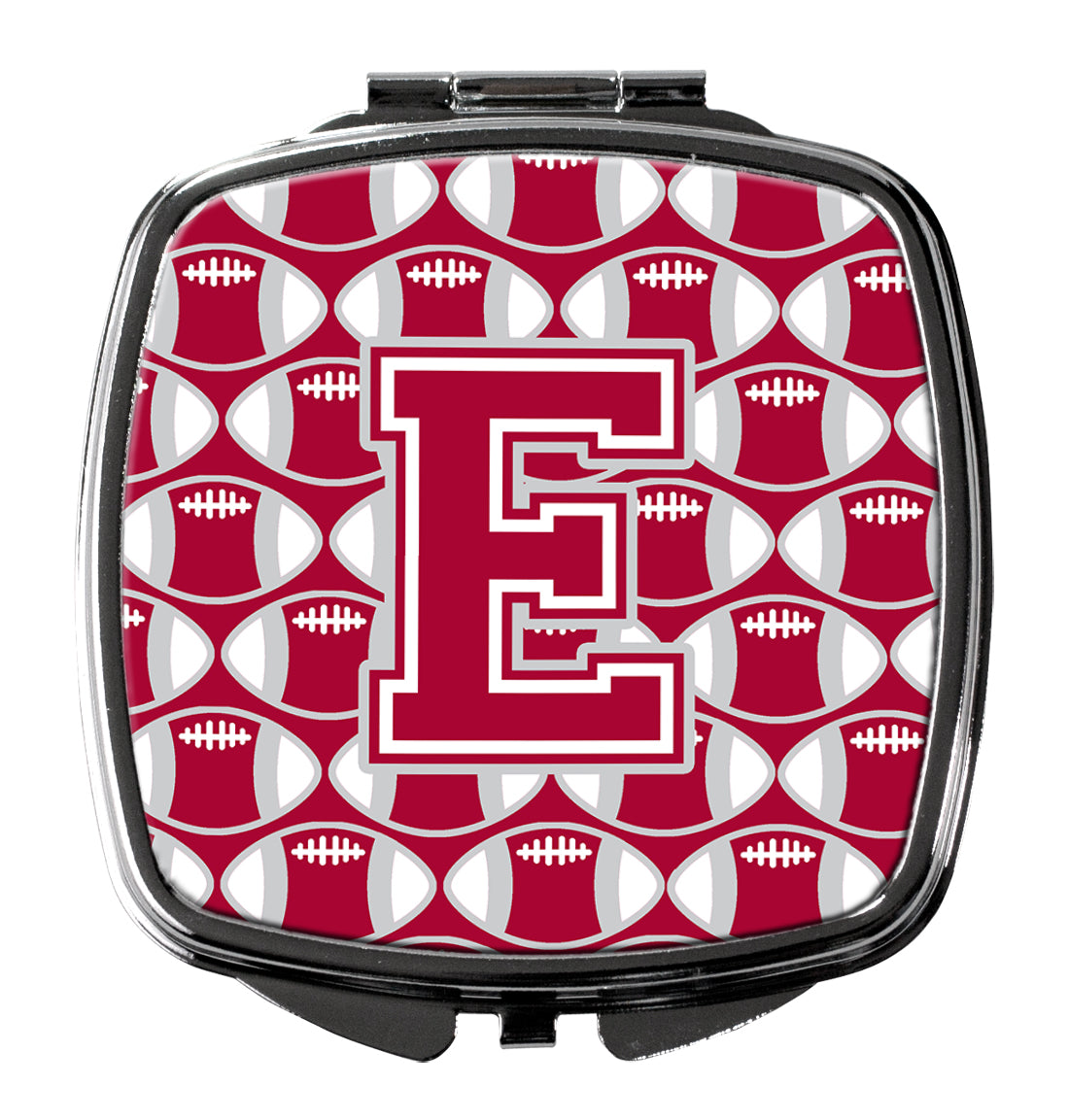 Letter E Football Crimson, grey and white Compact Mirror CJ1065-ESCM by Caroline's Treasures