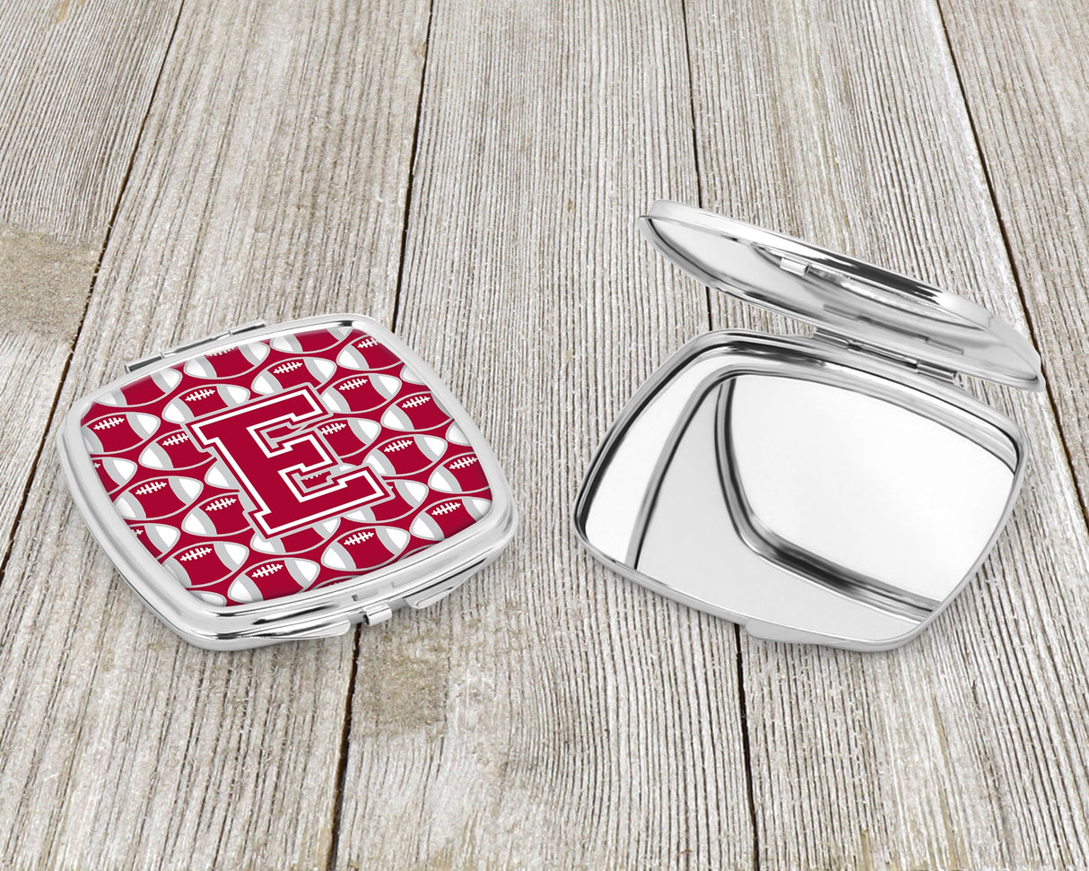 Letter E Football Crimson, grey and white Compact Mirror CJ1065-ESCM by Caroline's Treasures