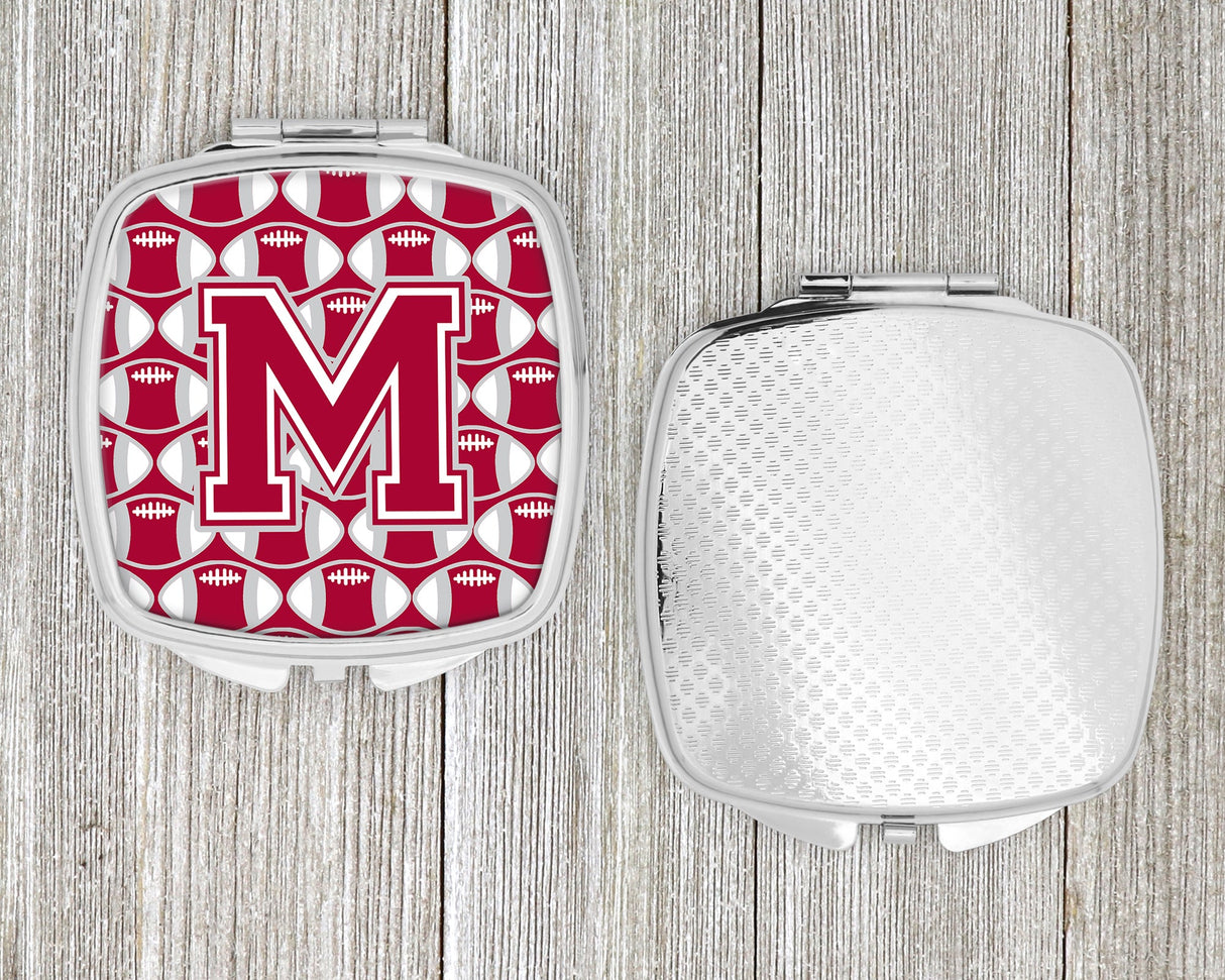 Letter M Football Crimson, grey and white Compact Mirror CJ1065-MSCM by Caroline's Treasures