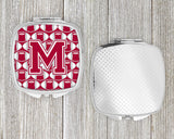 Letter M Football Crimson, grey and white Compact Mirror CJ1065-MSCM by Caroline's Treasures