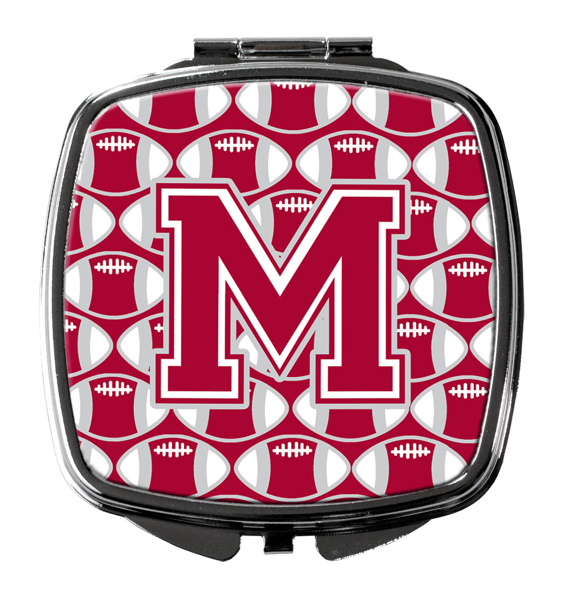 Letter M Football Crimson, grey and white Compact Mirror CJ1065-MSCM by Caroline's Treasures