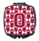 Letter O Football Crimson, grey and white Compact Mirror CJ1065-OSCM by Caroline's Treasures