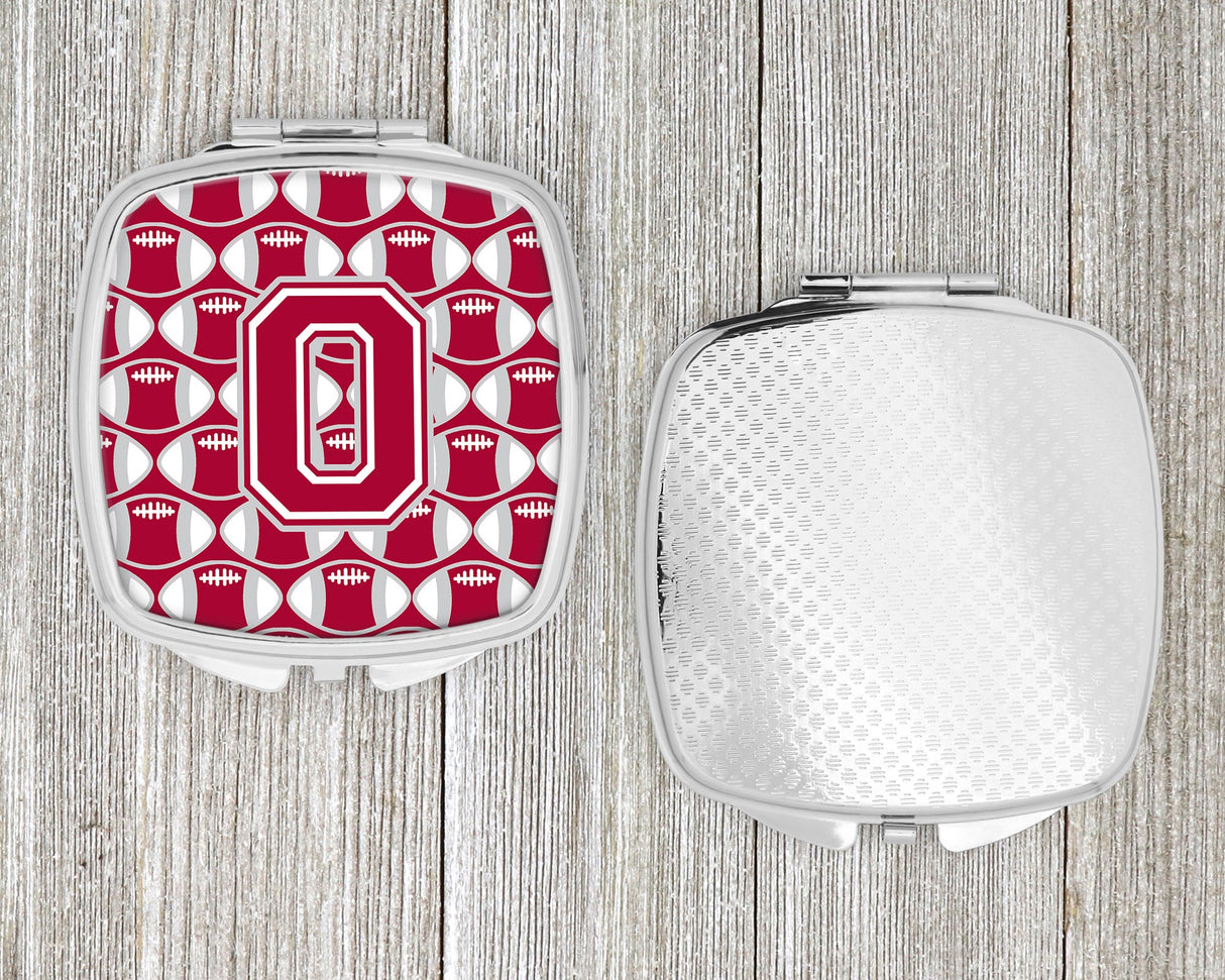 Letter O Football Crimson, grey and white Compact Mirror CJ1065-OSCM by Caroline's Treasures