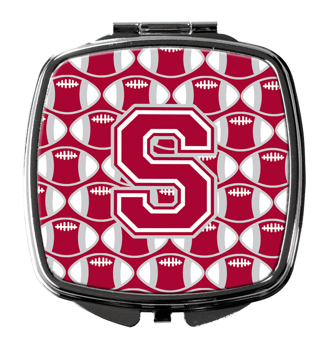 Letter S Football Crimson, grey and white Compact Mirror CJ1065-SSCM by Caroline's Treasures