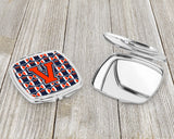 Letter V Football Orange, Blue and white Compact Mirror CJ1066-VSCM by Caroline's Treasures