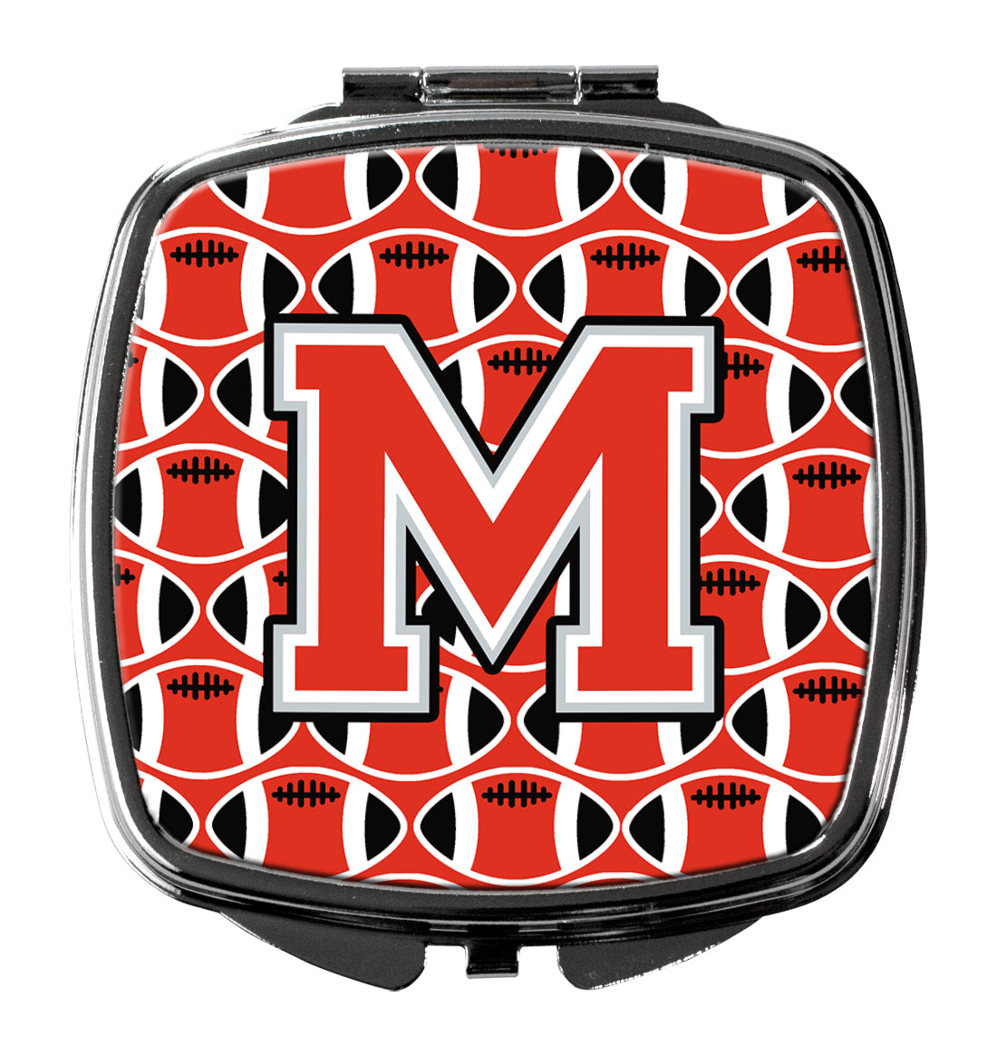 Letter M Football Scarlet and Grey Compact Mirror CJ1067-MSCM by Caroline's Treasures