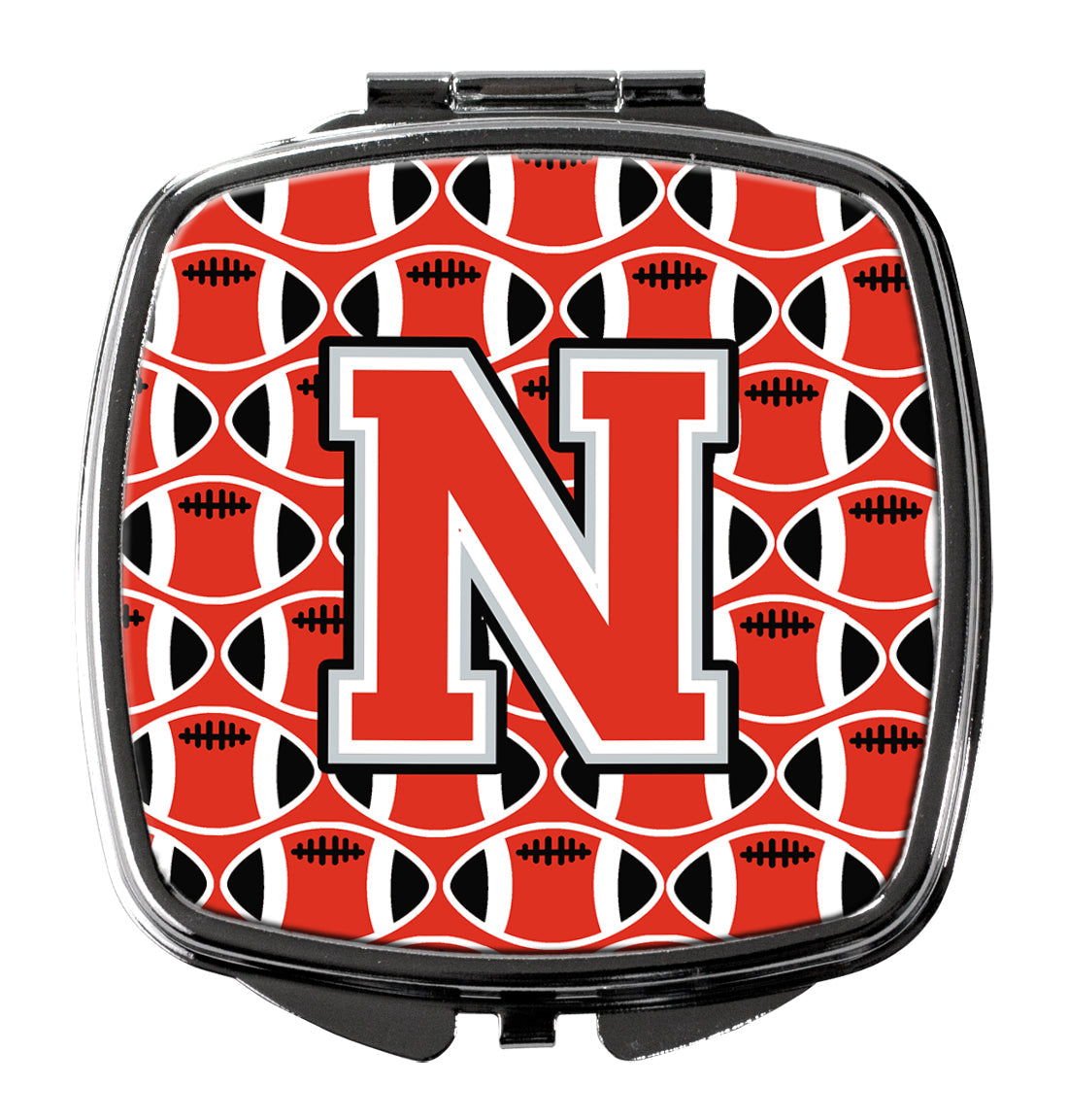 Letter N Football Scarlet and Grey Compact Mirror CJ1067-NSCM by Caroline's Treasures