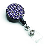 Letter F Football Purple and White Retractable Badge Reel CJ1068-FBR by Caroline's Treasures