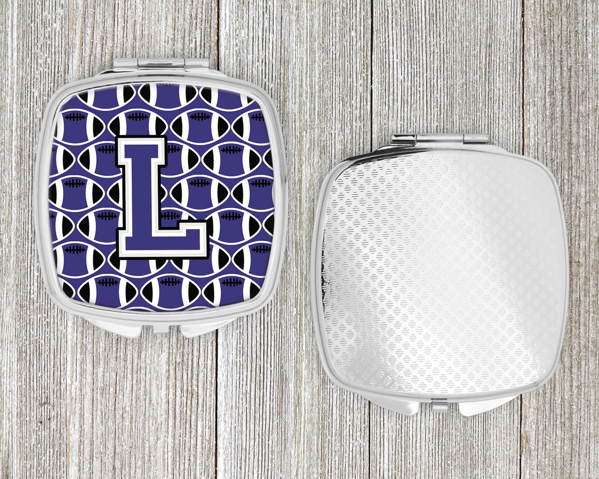 Letter L Football Purple and White Compact Mirror CJ1068-LSCM by Caroline's Treasures