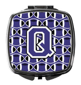 Letter Q Football Purple and White Compact Mirror CJ1068-QSCM by Caroline's Treasures