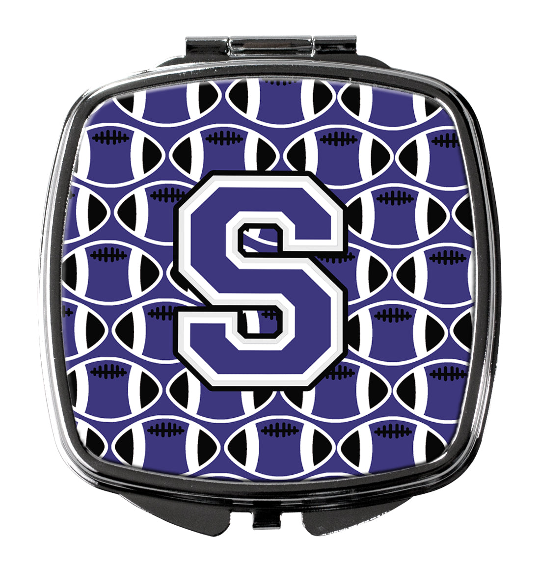 Letter S Football Purple and White Compact Mirror CJ1068-SSCM by Caroline's Treasures