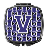 Letter V Football Purple and White Compact Mirror CJ1068-VSCM by Caroline's Treasures