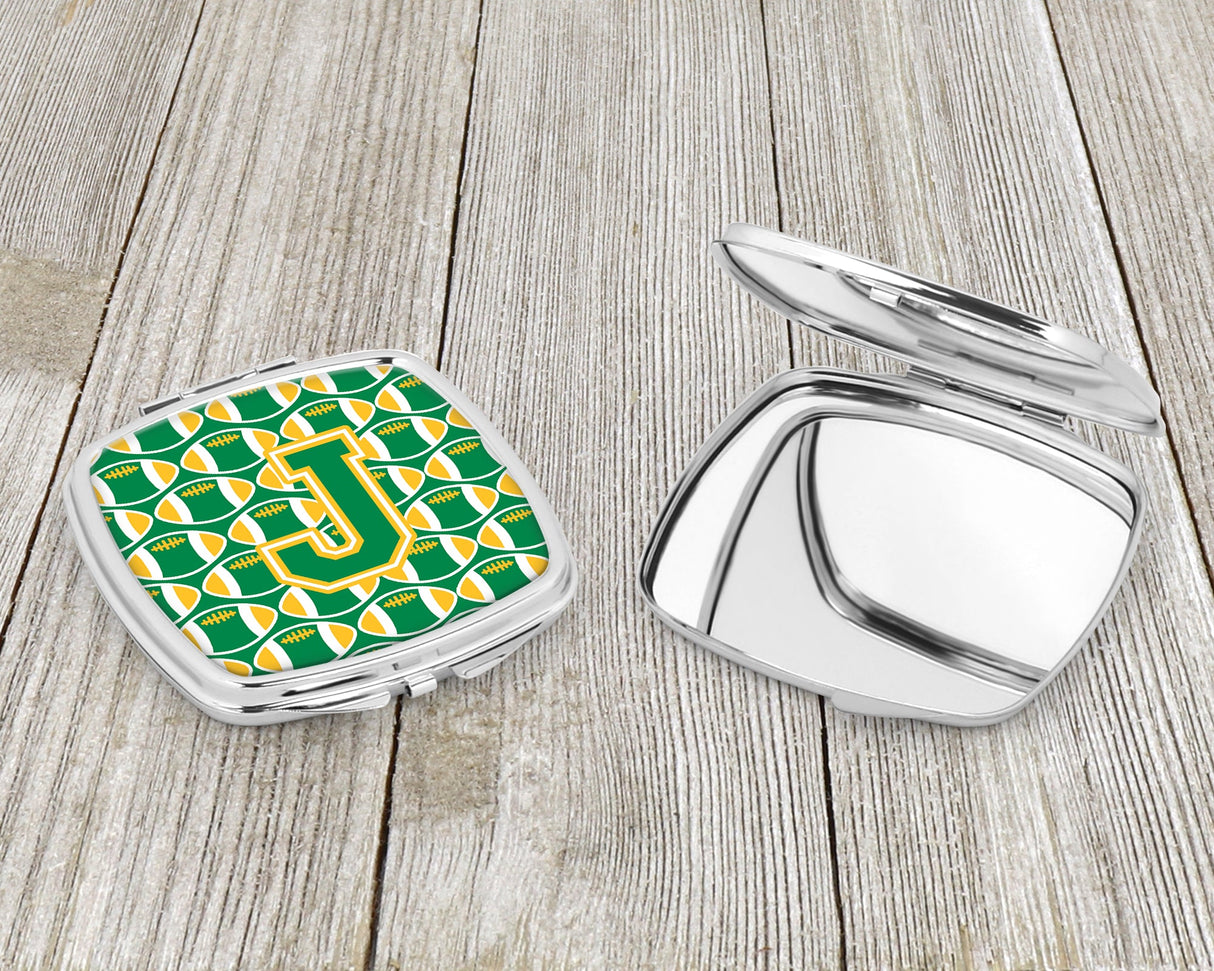 Letter J Football Green and Gold Compact Mirror CJ1069-JSCM by Caroline's Treasures