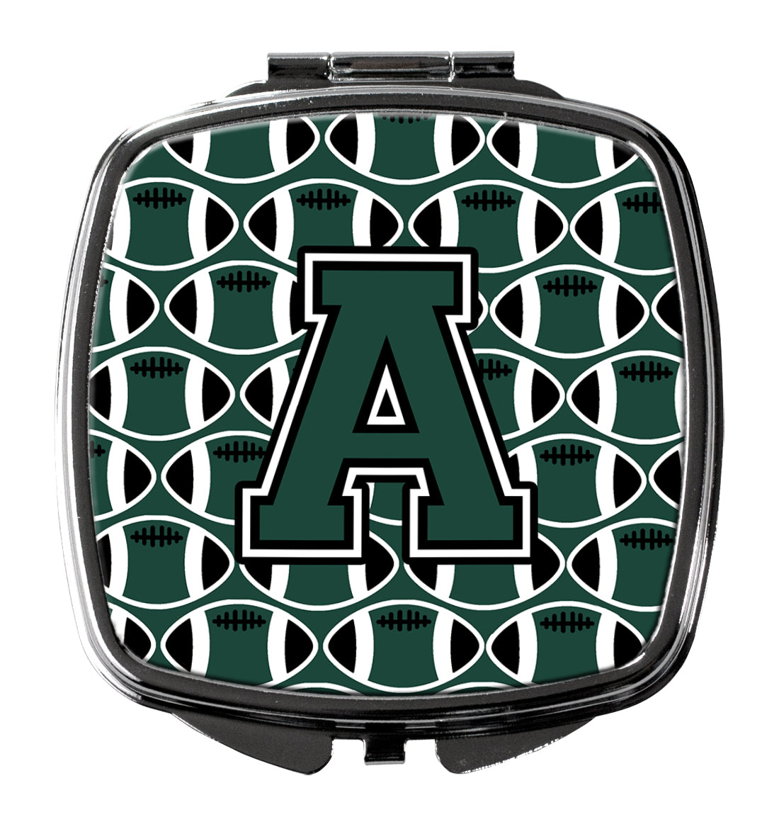 Letter A Football Green and White Compact Mirror CJ1071-ASCM by Caroline's Treasures