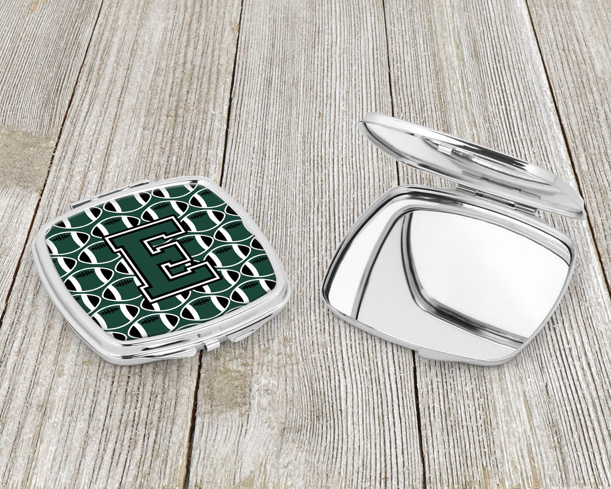 Letter E Football Green and White Compact Mirror CJ1071-ESCM by Caroline's Treasures