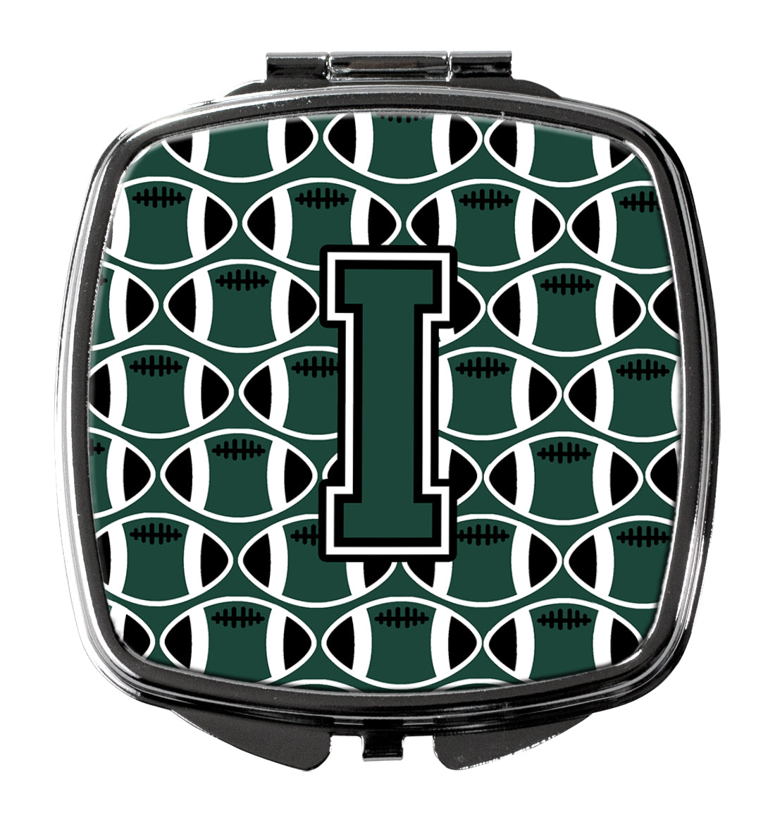 Letter I Football Green and White Compact Mirror CJ1071-ISCM by Caroline's Treasures