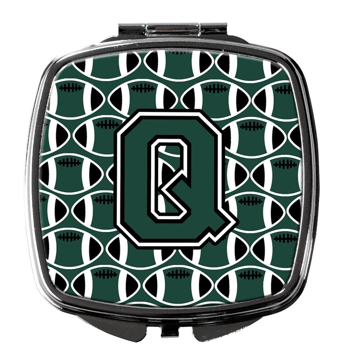 Letter Q Football Green and White Compact Mirror CJ1071-QSCM by Caroline's Treasures