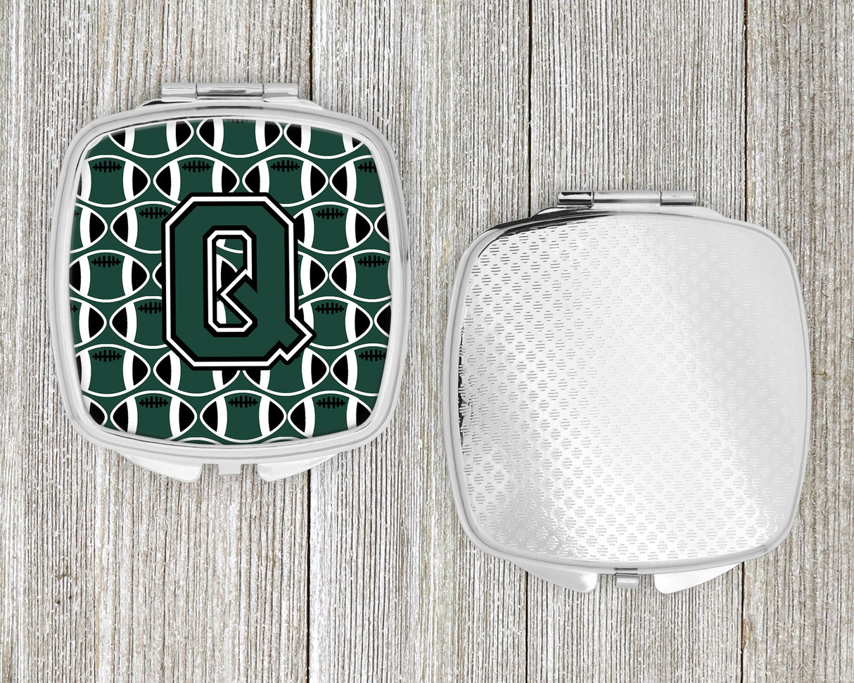 Letter Q Football Green and White Compact Mirror CJ1071-QSCM by Caroline's Treasures