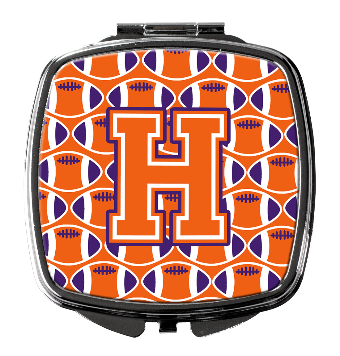 Letter H Football Orange, White and Regalia Compact Mirror CJ1072-HSCM by Caroline's Treasures