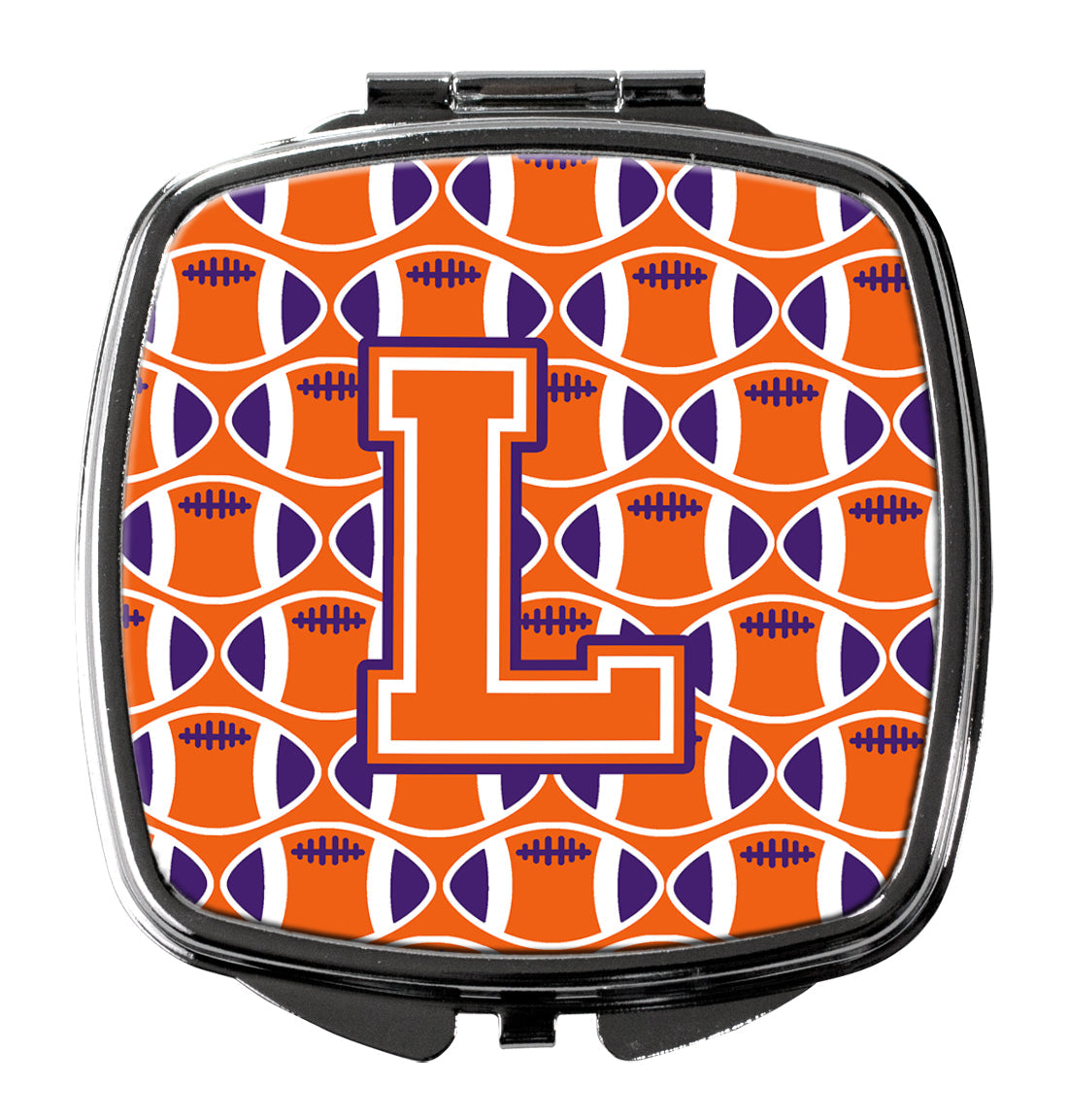 Letter L Football Orange, White and Regalia Compact Mirror CJ1072-LSCM by Caroline's Treasures