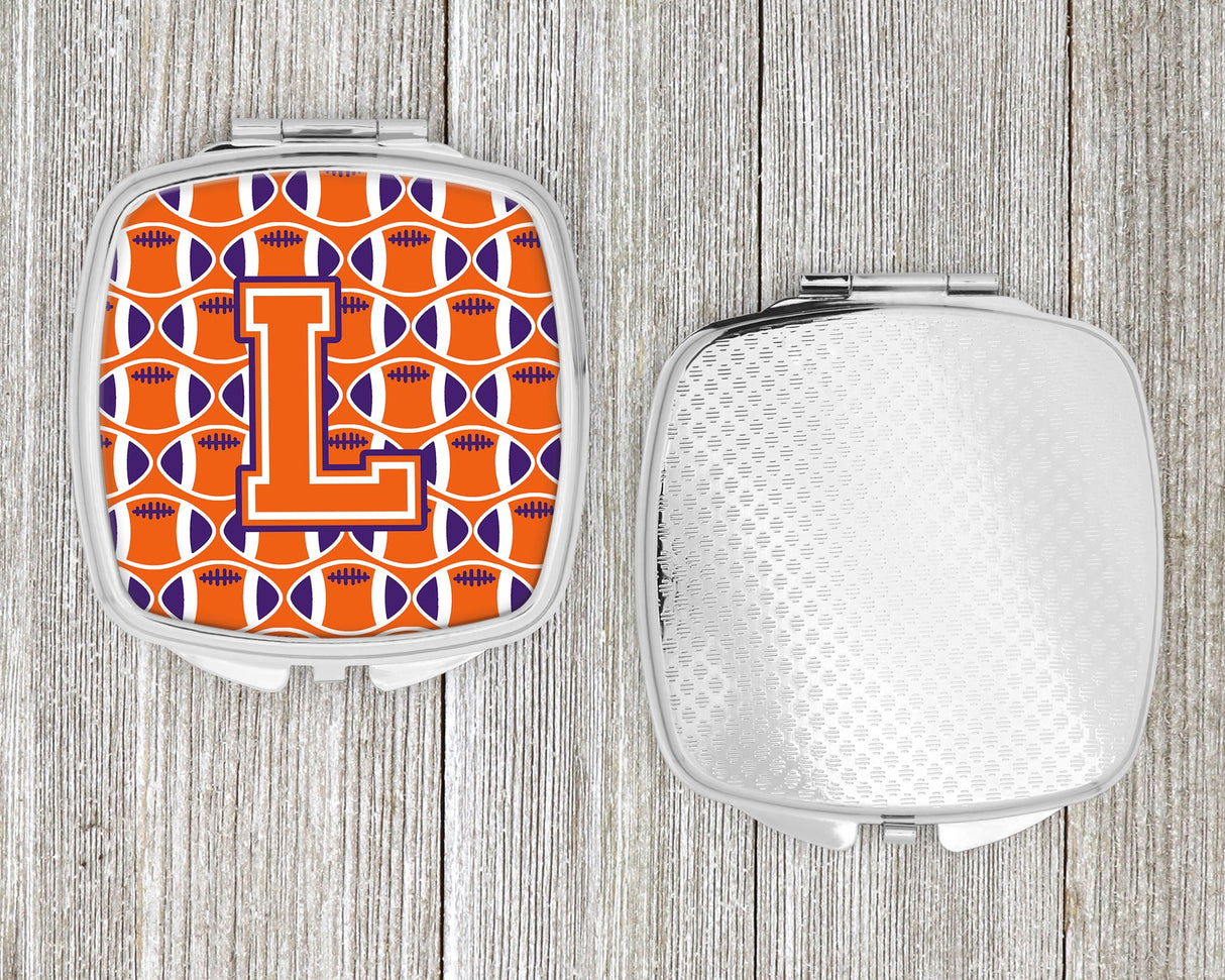 Letter L Football Orange, White and Regalia Compact Mirror CJ1072-LSCM by Caroline's Treasures