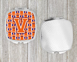 Letter V Football Orange, White and Regalia Compact Mirror CJ1072-VSCM by Caroline's Treasures