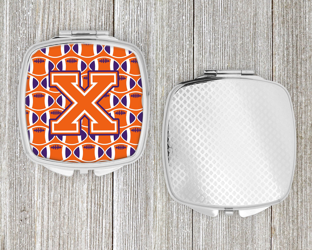 Letter X Football Orange, White and Regalia Compact Mirror CJ1072-XSCM by Caroline's Treasures