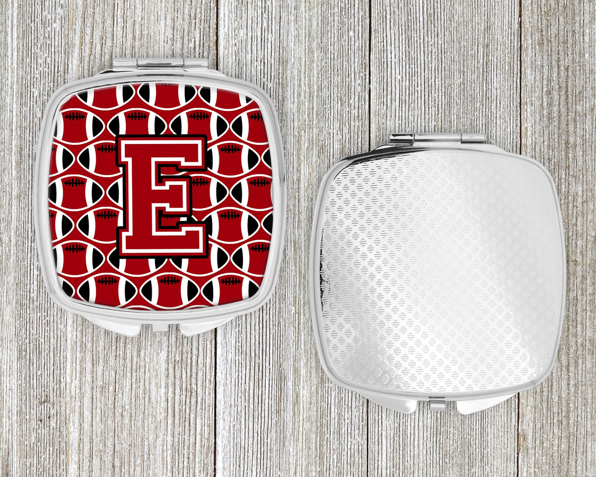 Letter E Football Red, Black and White Compact Mirror CJ1073-ESCM by Caroline's Treasures