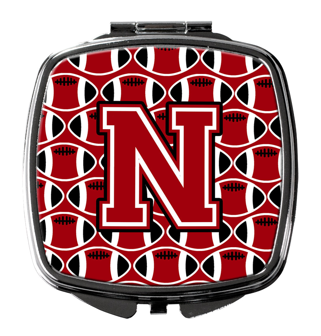 Letter N Football Red, Black and White Compact Mirror CJ1073-NSCM by Caroline's Treasures