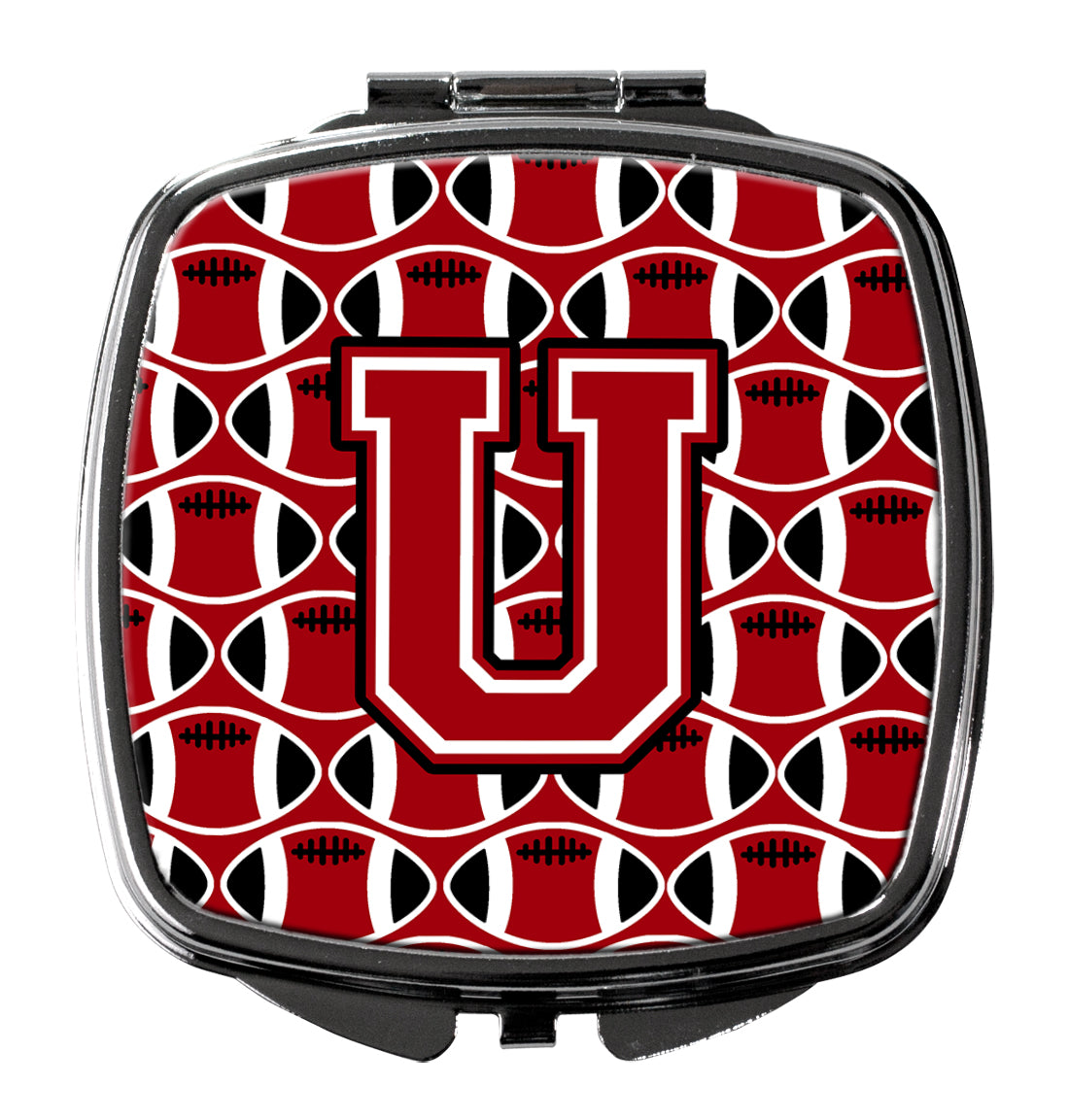 Letter U Football Red, Black and White Compact Mirror CJ1073-USCM by Caroline's Treasures