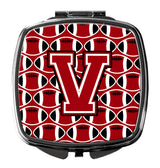 Letter V Football Red, Black and White Compact Mirror CJ1073-VSCM by Caroline's Treasures