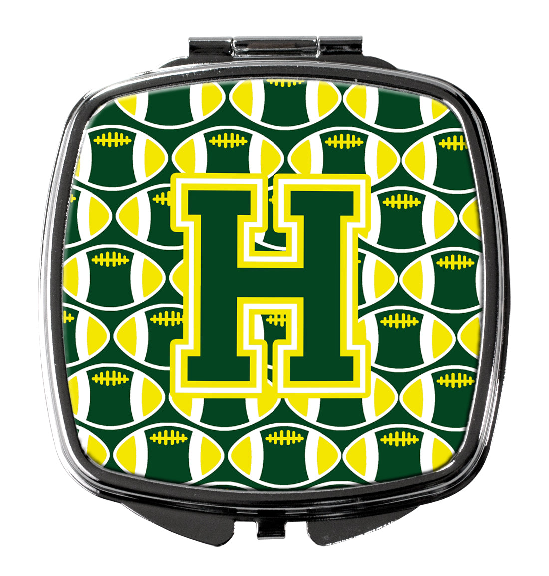 Letter H Football Green and Yellow Compact Mirror CJ1075-HSCM by Caroline's Treasures