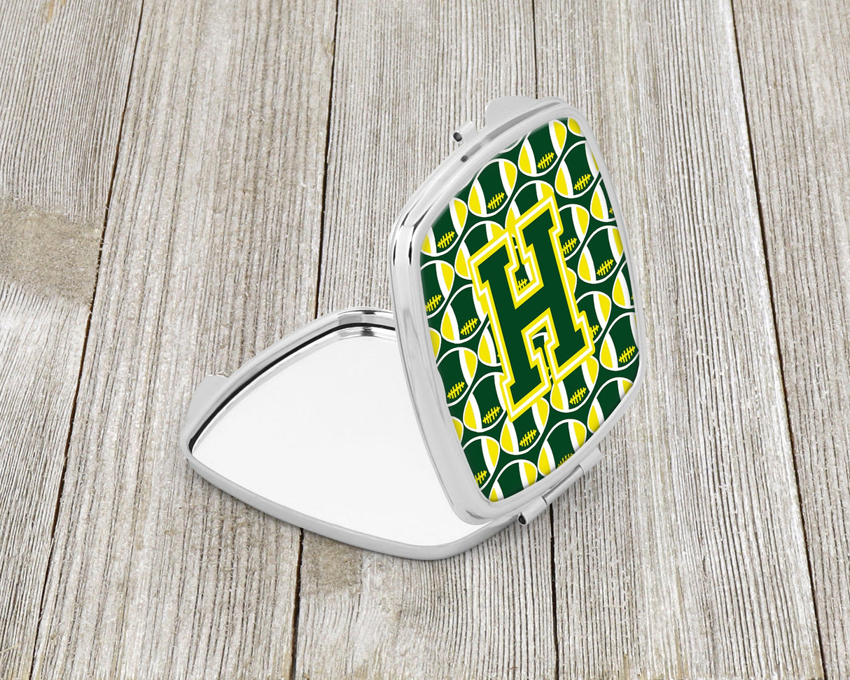 Letter H Football Green and Yellow Compact Mirror CJ1075-HSCM by Caroline's Treasures